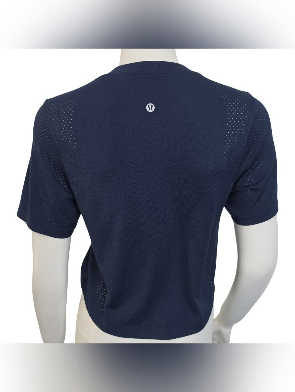 Lululemon Swiftly Cropped Shirt High Low Short Sleeve Club Blue Size 2 - Picture 2 of 4